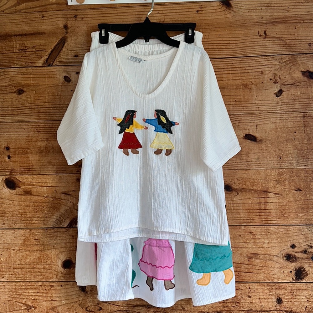 Embroidered Native American Blouse and Skirt set